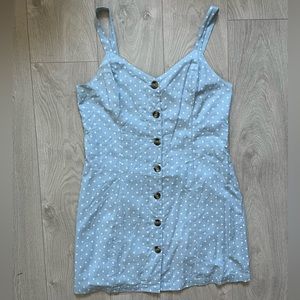 Blue & White Polka Dot Button Dress